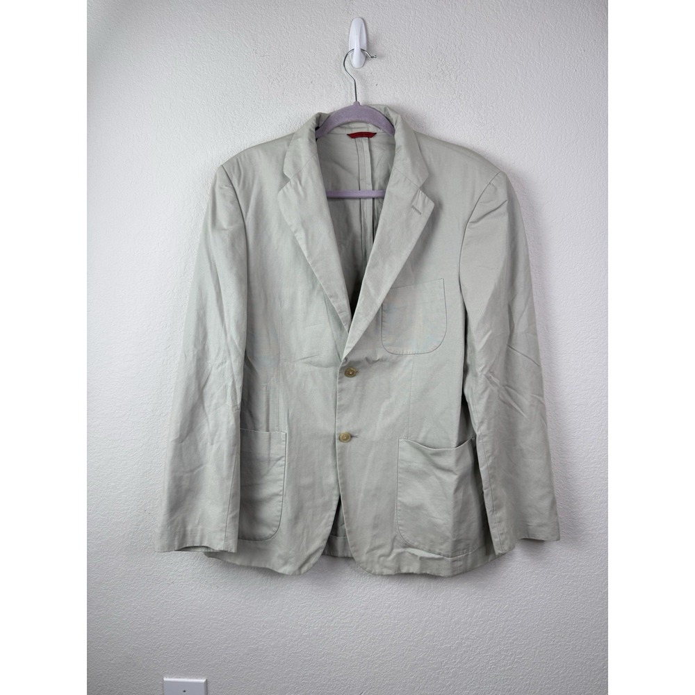 Carolina Herrera Men's Cotton Sport Coat Blazer Sz 42 Beige Made In Spain Preppy
